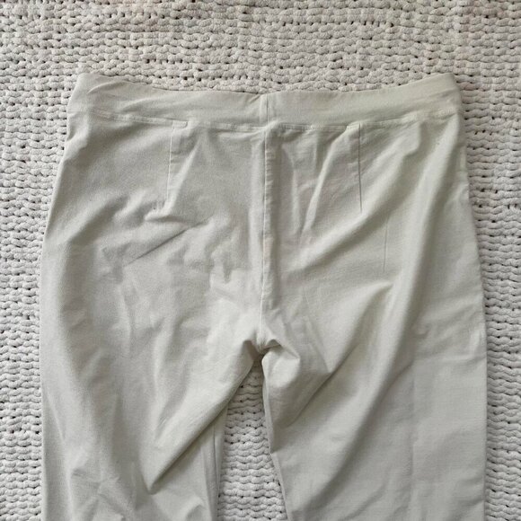 Eileen Fisher White Crepe Stretch Slim Ankle Pants - Size Medium - Picture 3 of 7
